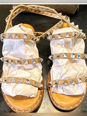 Steve Madden Tan Gladiator Sandals with Silver Studs